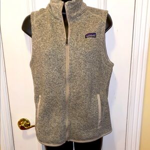 Patagonia Gray/Tan Fleece Vest High Collar Sleeveless Size M